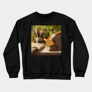 Cat drinking from glass Crewneck Sweatshirt